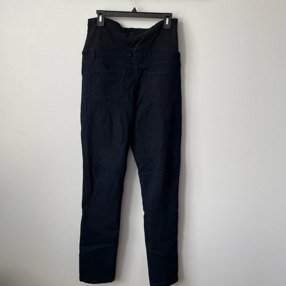 Thyme Maternity Dark Wash Ripped Denim Jeans Size Large - Picture 3 of 10